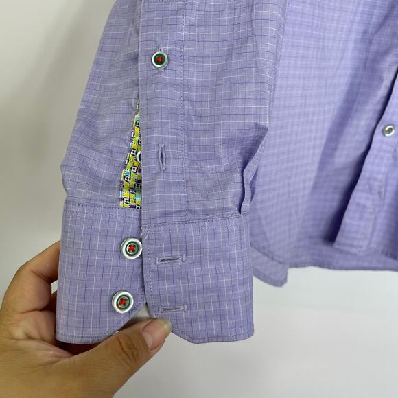 Robert Graham Tailored Fit Light Purple plaid Long sleeve button down Medium - Picture 3 of 16